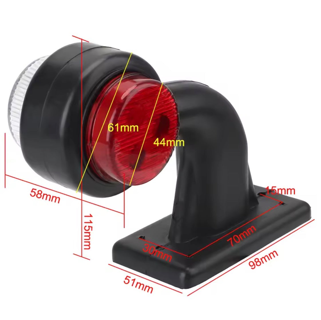 Luci LED indicatore laterale 12V/24V per camion e rimorchio rosso/bianco, 2 pezzi