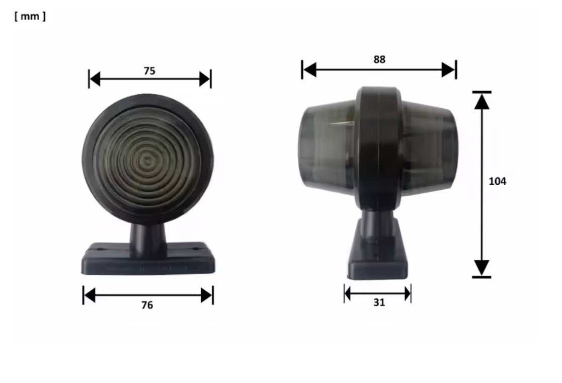 Luci di posizione LED fumé per camion e rimorchi 12V 24V – Indicatori laterali rosso/ambra a doppia faccia (2 Pezzi)