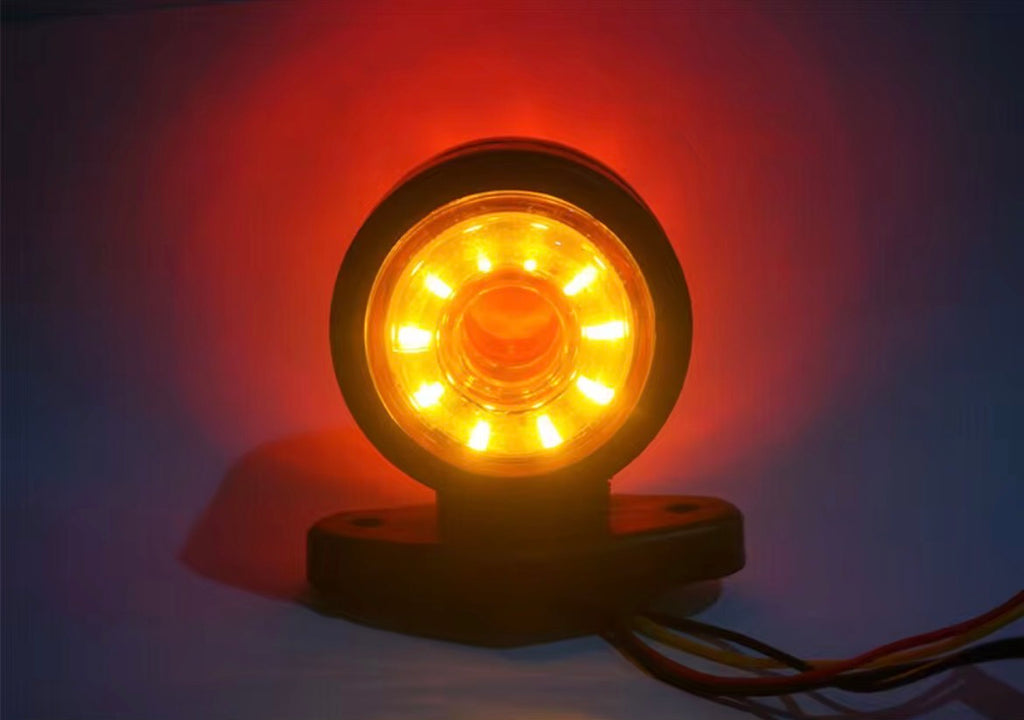 Luci di posizione LED laterali rotonde 12-24V per camion e rimorchio con Indicatore di direzione a doppia funzione – 2 pezzi