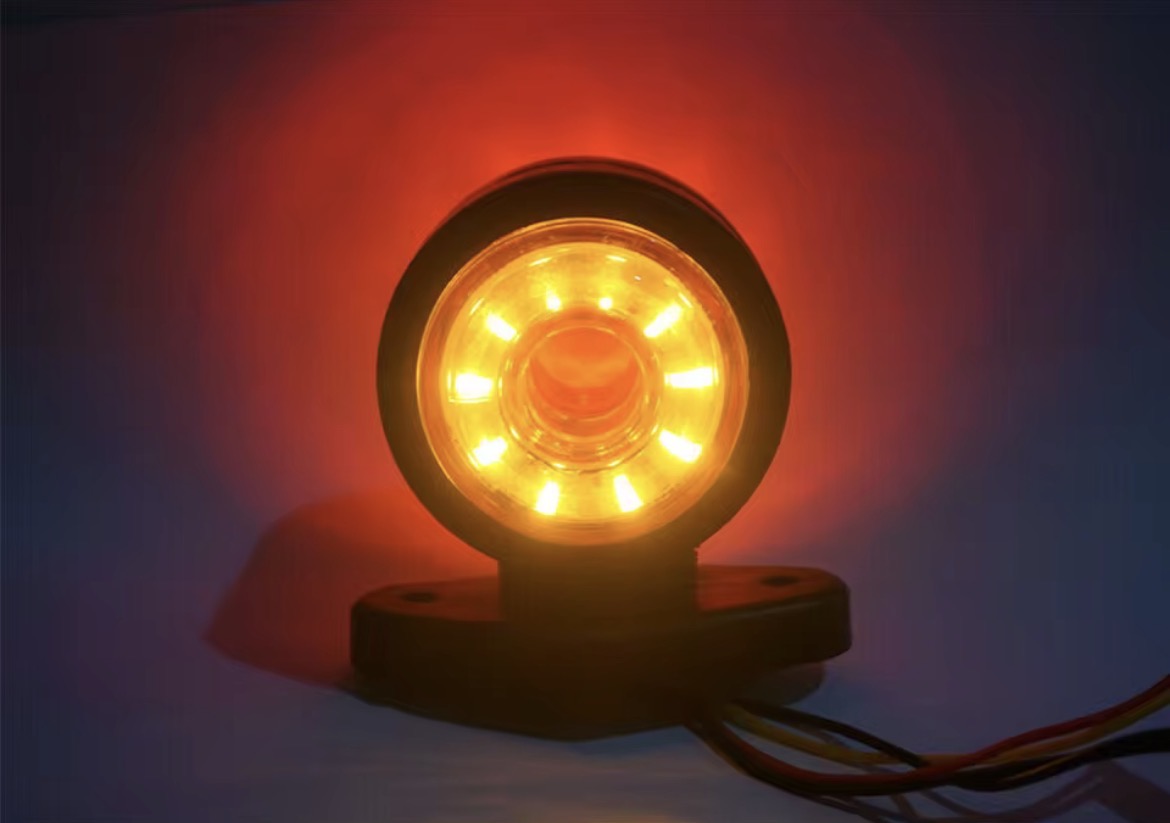 Luci di posizione LED laterali rotonde 12-24V per camion e rimorchio con Indicatore di direzione a doppia funzione – 2 pezzi