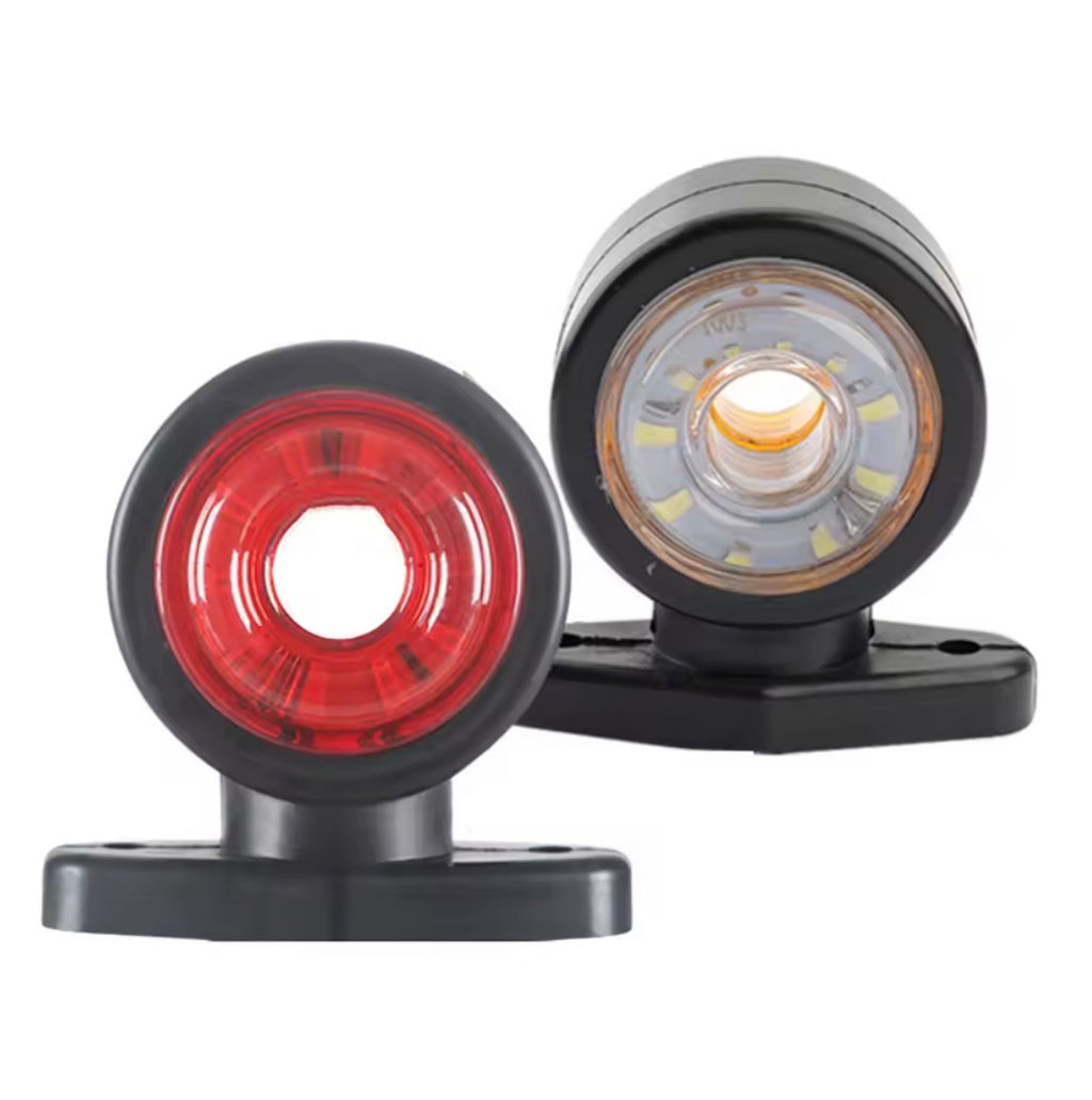 Luci di posizione LED laterali rotonde 12-24V per camion e rimorchio con Indicatore di direzione a doppia funzione – 2 pezzi