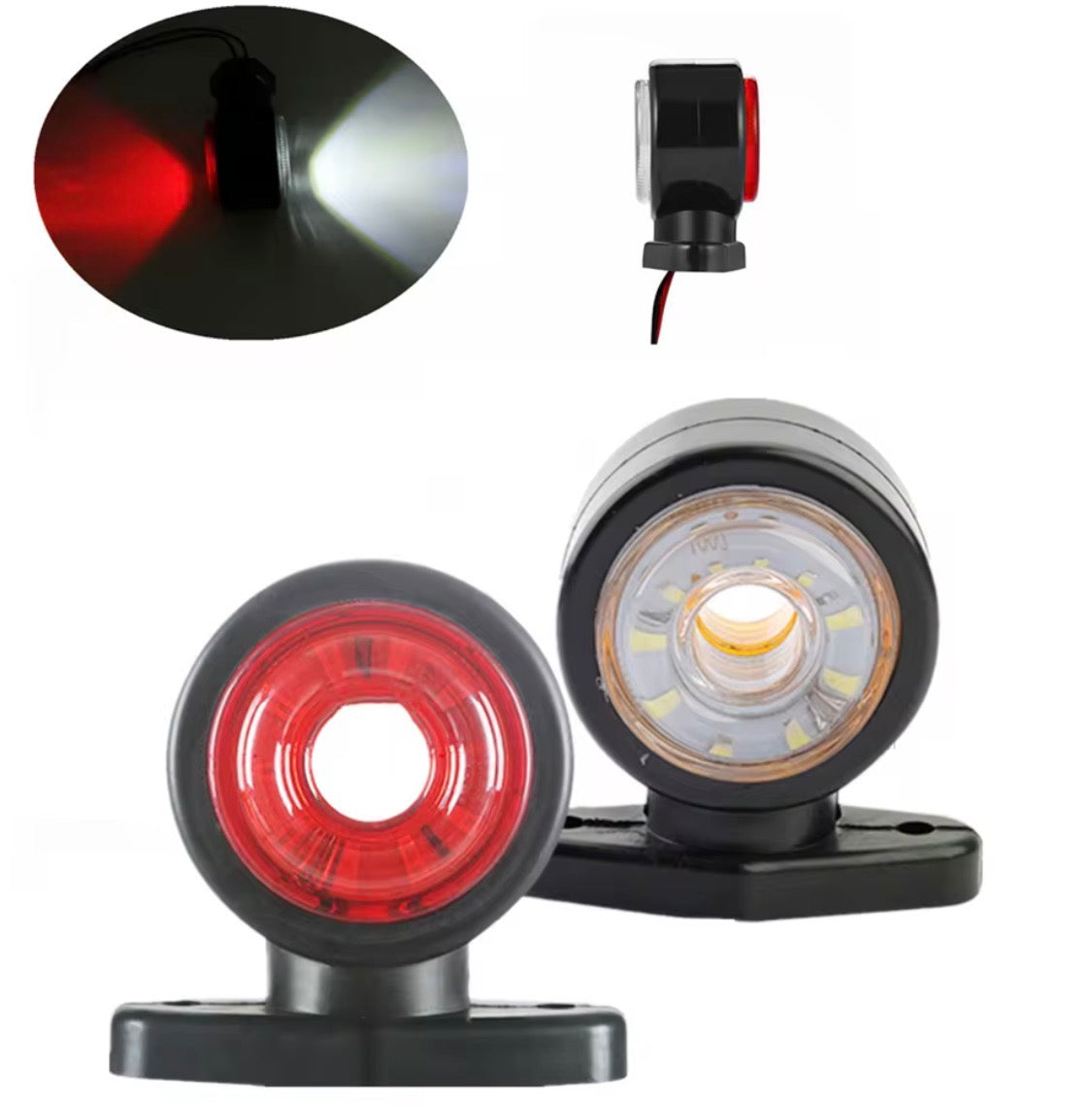 Luci di posizione LED laterali rotonde 12-24V per camion e rimorchio con Indicatore di direzione a doppia funzione – 2 pezzi