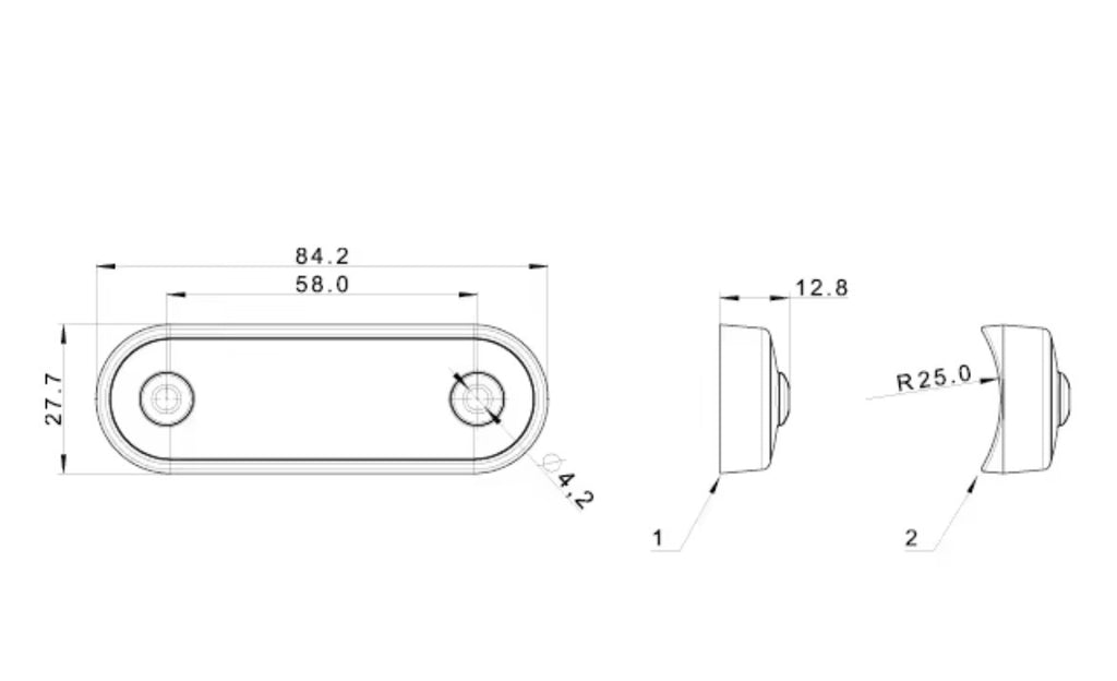 Luce di ingombro laterale a 4 led con lente fumè, 50 pezzi - 8€ al pezzo