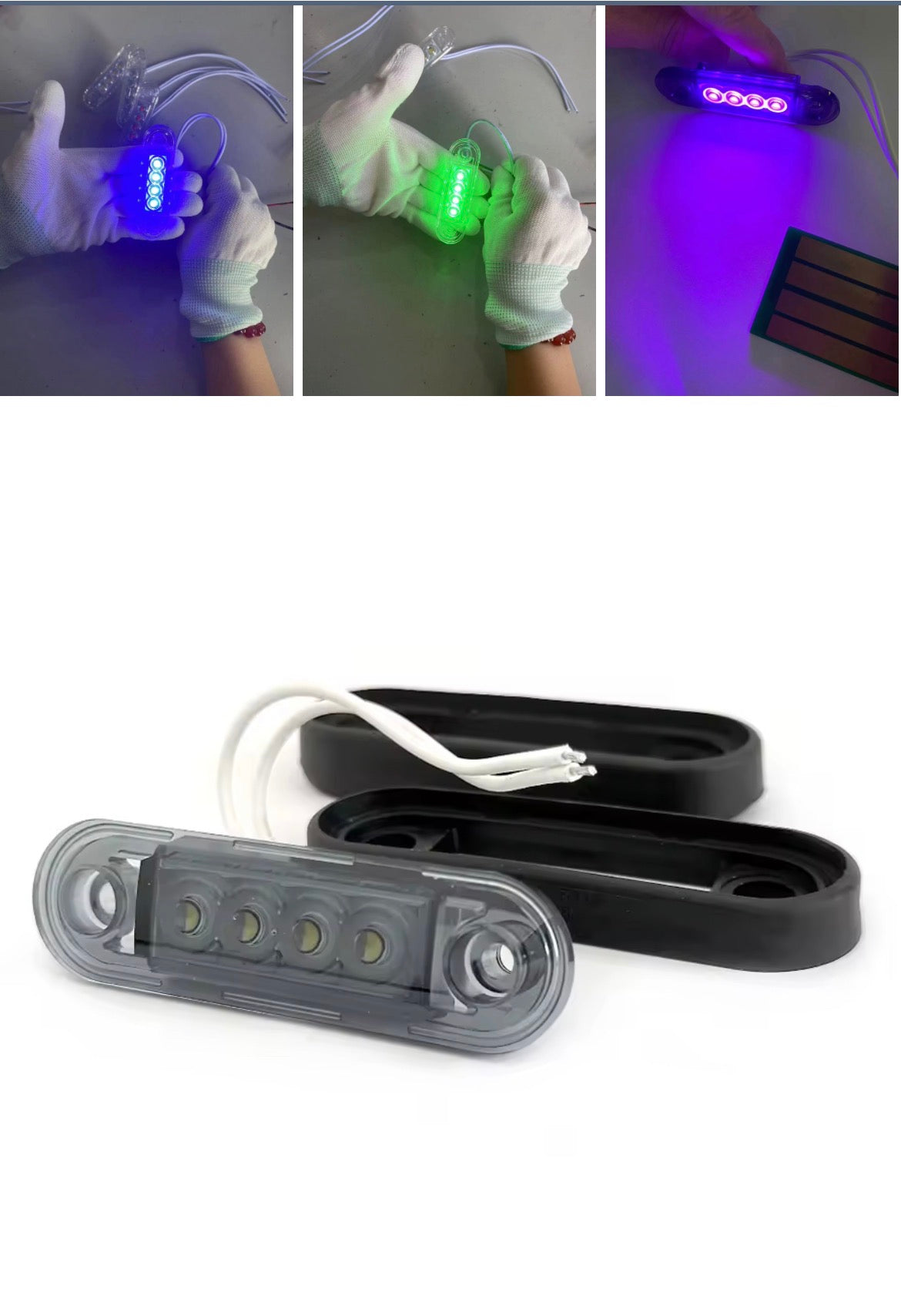 Luce di ingombro laterale a 4 led con lente fumè, 50 pezzi - 8€ al pezzo