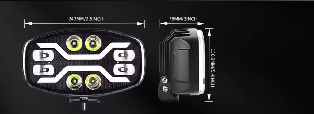 Faro anteriore LED - Fascio combinato con luce di posizione bianca e ambra - Kit da 2 pezzi