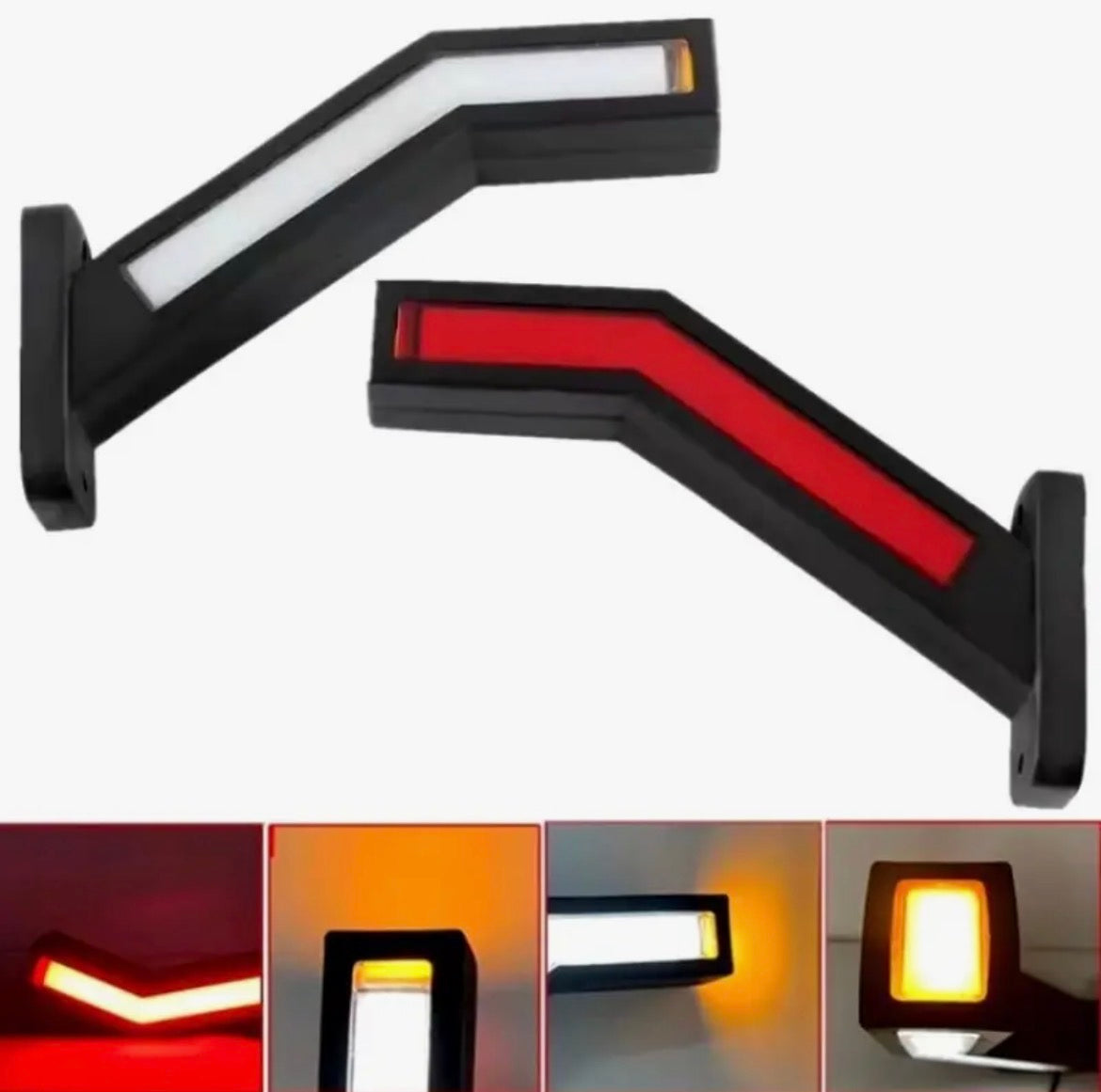 Set di 2 luci led per camion, con design a flusso tricolore, adatte per rimorchi e compatibili con sistemi 12V-24V