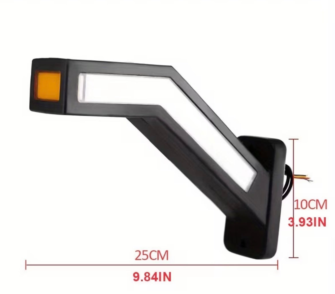 Set di 2 luci led per camion, con design a flusso tricolore, adatte per rimorchi e compatibili con sistemi 12V-24V