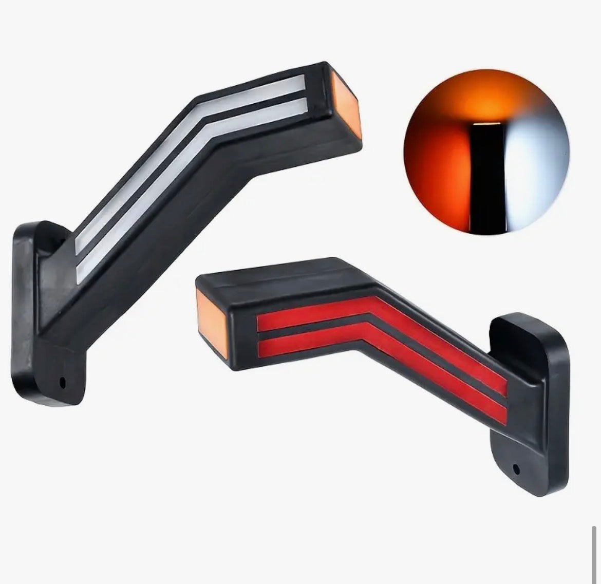 Set di 2 luci led per camion, con design a flusso tricolore, adatte per rimorchi e compatibili con sistemi 12V-24V