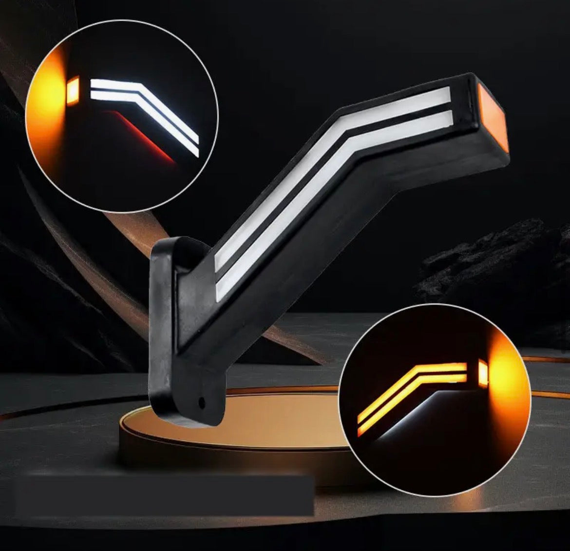 Set di 2 luci led per camion, con design a flusso tricolore, adatte per rimorchi e compatibili con sistemi 12V-24V