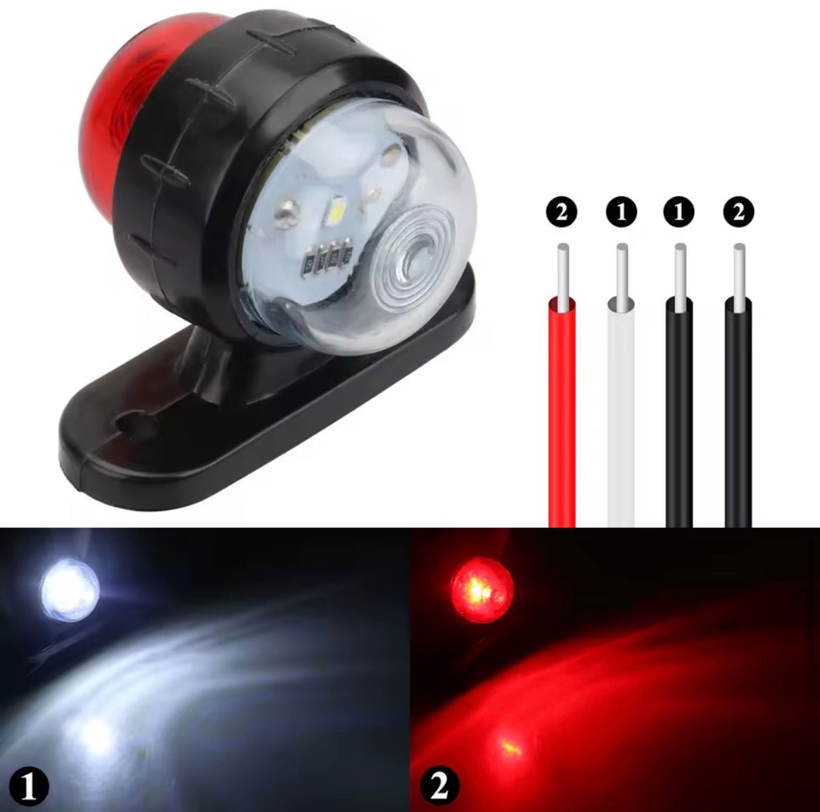 Luci LED di ingombro 12V/24V per camion, rimorchio-luci di posizione laterali, 2 pezzi